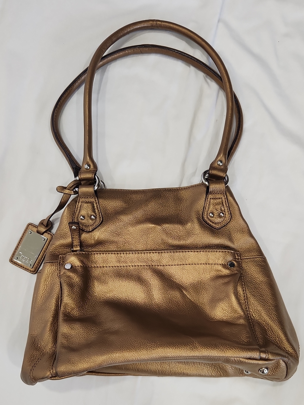 Tignanello Metallic Bronze Shoulder Bag Purse - Medium